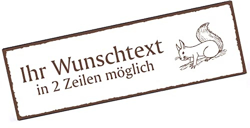 Türschild Eichhörnchen Namensschild personalisiert mit Gravur- 150mm x 50mm - selbstklebend
