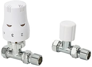 Radiator Valves Thermostatic Radiator Valves Angled or Straight Lockshield UK Valve 1/2 x 15mm (Straight White)