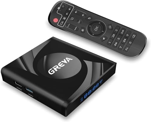 GREVA Android TV Box 13.0 4GB RAM 32GB ROM, Smart TV Box Soporte 8K Ultra HD, Android 13.0 TV Box RK3528 10/100M LAN Enternet 2.4G/5.8G WiFi 6 BT 5.0 USB 3.0, Streaming Media Player