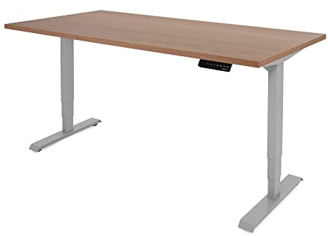 Ergotopia Desktopia Lite Elektrisch höhenverstellbarer Schreibtisch für Büro oder Home Office - 5 Jahre Garantie - ergonomischer Schreibtisch höhenverstellbar mit Nussbaum Tischplatte (120 x 80 cm)