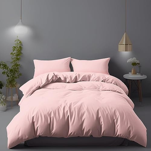 LivinEase Set Copripiumino Una Piazza e Mezza- Copripiumuno 200x200 cm con 2 Federe 50x75 cm in Microfibra, Morbido e Ipoallergenico (Rosa)