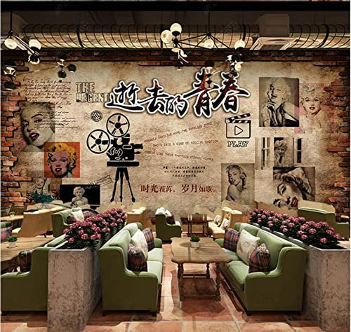 Benutzerdefinierte Fototapete 3D Tapete Fototapete Marilyn Monroe Bar Coffee Shop Hintergrundwand-350Cmx245Cm