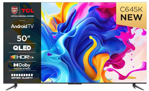 50C645K 50-inch QLED Television, 4K Ultra HD, Android Smart TV (Game master, Dolby Atmos, Freeview Play, Motion clarity, Hands-Free Voice Control, compatible with Google assistant & Alexa)