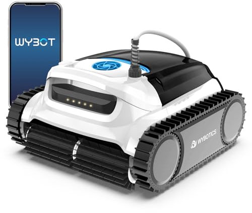 WYBOT M100 Robot aspirateur de piscine filaire APP avec escalade murale, Smart Mapping Tech, télécommande, robot aspirateur de piscine avec forte aspiration, nettoyage ponctuel, idéal pour les
