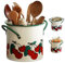 Porta di utensili da cucina Caddy utensile dipinti di ciliegia vintage con divisore staccabile e foro di scarico 4 organizzatore di utensili in ferro scompartimento per accessorio da cucina