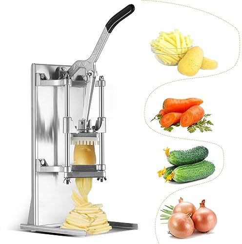 Coupe-frites avec 4 lames – Coupe-légumes et pommes de terre – Comprend des lames de 1/4 et 3/8, une trancheuse à 6 cales et un vide-pomme