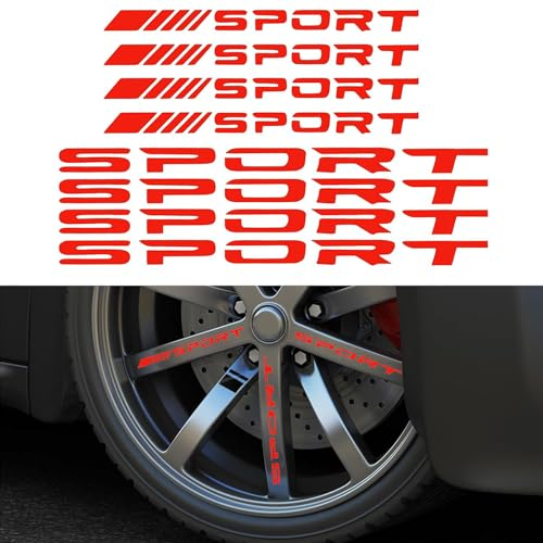 8 StüCk Motorrad Reifen Aufkleber Sport Buchstaben Reflektierende Radaufkleber Personalisierte Auto Aufkleber Auto Geeignet fur Autoreifen, Spiegel, TüRgriffe, KofferräUme usw (Rot)