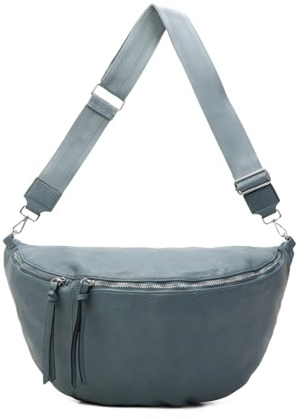 OBC Damen Tasche Crossbody Brusttasche Hüfttasche Schultertasche Umhängetasche Bauchtasche Gürteltasche Crossover Reisetasche Body Bag Kunstleder Jeans Blau XXL