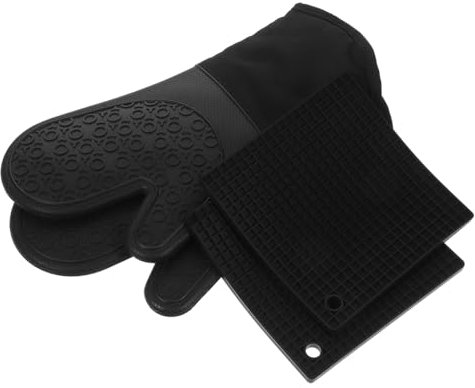 Zerodeko Silicone Heat Mat Kitchen Glove Kit Bbq Grills Oven Gloves Grey Scald Protection