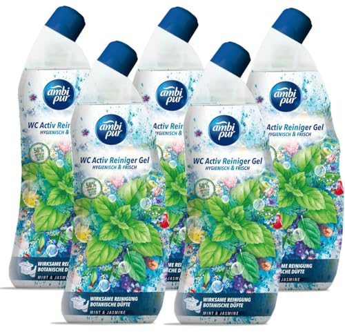 Ambi Pur WC Aktiv Reiniger Gel Mint & Jasmine 750ml (5er Pack)