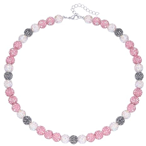 IDesign Ice Collection Necklace - Bling Necklace - Baseball Bling Necklace - Athlete Necklace Inspired Jewelry for Competitive Athletes, Stylish Sports Accessory (Shine Pink/Grey/White)