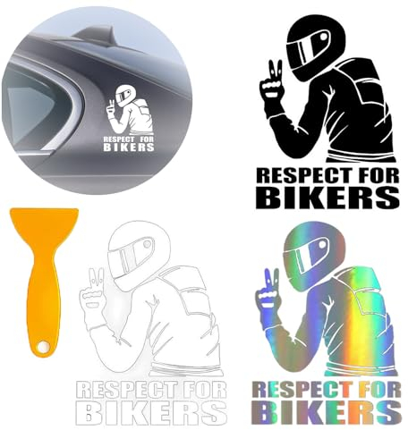RXKFIGX Dekorativer Aufkleber 3 Stück Respect Bikers Reflektierender, Wasserdicht Vinyl Lustige 3D Aufkleber für Auto Exterieur