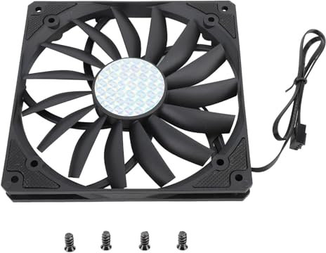 PWM Case Fan, 140mm 4Pin 12V PC Cooling Fan, 1100RPM 15mm Ultra Thin Case Cooling Fan, MFDB Hydraulic Bearing, for PC Desktop (Black)