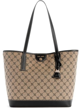 Nine West Teagan 2-in-1-Tragetasche, Natürliches Logo/Schwarz, Medium