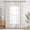 EMEMA Voile Vorhang Wohnzimmer mit Ösen Transparente Blätter Muster Schöne Stickerei Gardinen Fenster Vorhang 2er Set Modern Schlafzimmer Vorhänge Jeder H 160 X B 140 cm Blätter Braun