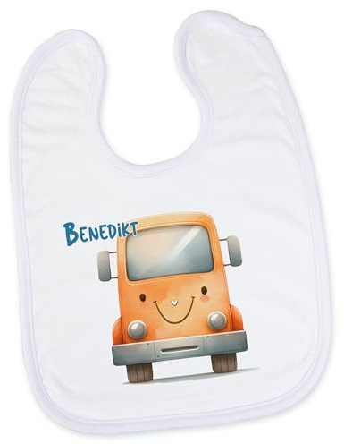 GRAZDesign Baby Lätzchen personalisiert Auto mit Namen Geschenk Geburt Baby Junge