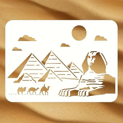 Ägyptische Pyramiden-Wandschablonen, Schablone, wiederverwendbar, Sprühfarbe, Schablonen zum Basteln, Malen auf Holz, Handwerk, Leinwand, Wände, Holz, Möbeldekorationen, DIY, Scrapbooking