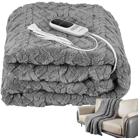 Heizdecke mit Abschaltautomatik Kuschelheizdecke 180x130cm elektrische Wärmedecke Kuscheldecke Bett Sofa Wärmezudecke Thermodecke Elektro-Wärmedecke Wärmebettdecke 9 Stufen bis 40°C waschbar