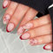 Red French Tip Almond Press On Nails - Short With Bow and Star Designs - Ellipses Acrylic Full Cover Natural Stick On Nails - Glossy Burgundy Fake Nails for Women Art