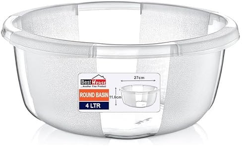 Best House | Clear Round Basin | Kitchen Washing Up Bowl | 4 Litres | Transparent | 1 Pc | Multipurpose Bath Tub/Washing Tub for Kitchen, Bathroom, and Household Use (Pack of 1)