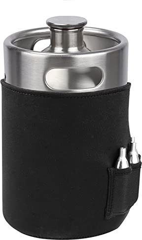 VNSMM Heimbrausystem Bierfass 5L Mini Fass Bier Growler Tragbare Bierflasche für Picknick/BBQ Hausbrauen Bierherstellungswerkzeug(5L keg with Jacket)