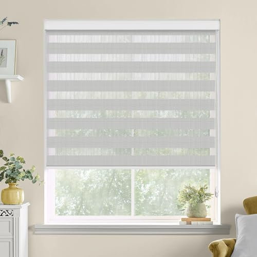 Doppelrollo für Fenster Lichtfilterung Tages- und Nachtrollo mit Alukassette Hellgrau 150 x 150 cm
