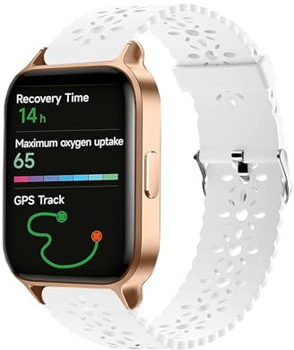 Lamshaw Bracelet Compatible avec ICE-Watch ICE fit 1.0 1.78'' Pouces SmartWatch pour Femmes Filles, Silicone Sport Bracelet Souple Mince Dentelle Respirant Braceletpour (Blanc)