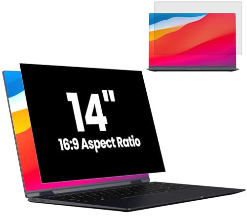 GUDTEKE HD Laptop Privacy Screen 14 Inch Upgraded Laptop Screen Privacy Shield 16:9 Aspect Removable Privacy Screen Compatible with Lenovo/HP/Dell, Blue Light UV-Blocking Screen Privacy Filter