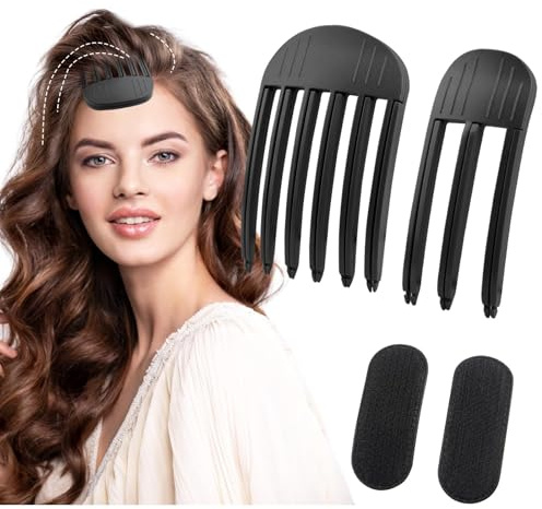 Volumen Clips Haare,4PCS Volumen Haarklammer,Volumen Haarspangen, Volumenclip Für Den Haaransatz,Spurlose Haarspange Haarstyling Rollenclips für Volumen,Ansatzlifting auf allen Haartypen (Schwarz)