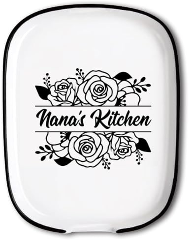 ANATTASOUL Repose Cuillère Cuisine en Céramique 15 * 11.5cm, Support pour Ustensiles de Cuisine, Porte-Cuillère pour Spatules,Pinces, Cuillères à Café ou Ustensiles（Rose et la Cuisine de Mamie）