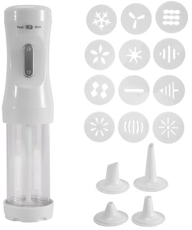 Kueohse 1 pressa elettrica per biscotti con 12 stampi e 4 ugelli decorativi, stampo in ABS , adatto per torte, dessert, fai da te e decorazioni, accessori da forno