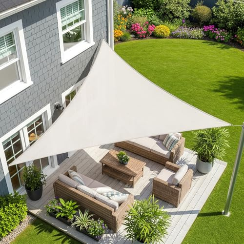 Sunnylaxx 2x2x2m Sonnensegel Dreieckig, Wasserdicht Sonnenschutz Sunsegel Color Creme, 95% UV-Schutz,für Außenbereich,Garten