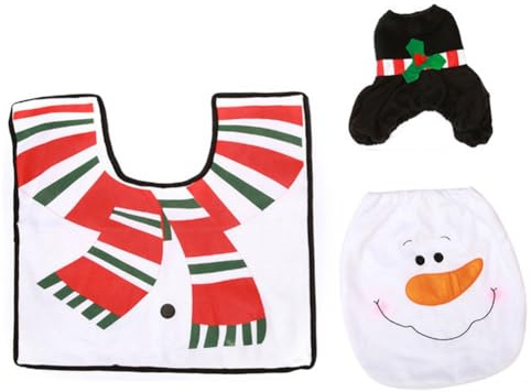 Jrudjsnhhty Toilet Seat Cover Santa Toilet Seat Cover Decorations Christmas Bathroom Decor Includes Toilet Seat Cover, Rugs, Tank Cover