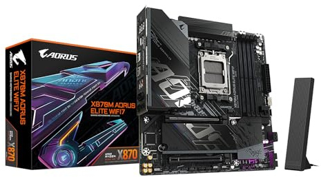 GIGABYTE X870M AORUS ELITE WIFI7 Scheda Madre – Supporta CPU AMD Ryzen 9000, VRM digitale a 14+2+2 fasi, fino a 8200 MHz DDR5 (OC), 1 x PCIe 5.0 + 1 x PCIe 4.0, Wi-Fi 7, LAN 2.5 GbE, USB 4