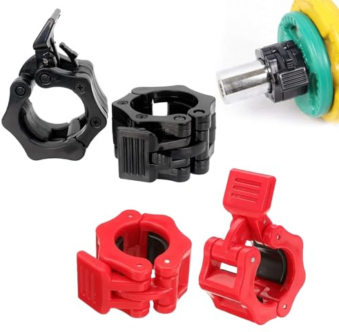 Cerioll Hantelverschlüsse Hantel Verschluss, Hantelverschlüsse 25mm, 4 Stück Hantelstangen Verschluss, Schnellverschluss Langhantel Klemmen, Für Workout Gewichtheben (Schwarz+Rot)