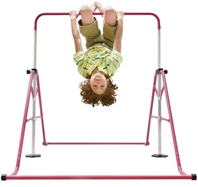 RUETERY Barra fija ajustable para niños, plegable, para interior, con 5 alturas ajustables, para exteriores, para niños de 3 a 8 años