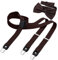 DonDon Hosenträger und Fliege Set für Damen und Herren, Y-Form, 2,5 cm breit, handgefertigt - Elegantes Accessoire für Hochzeit, Party, Smoking, Braun