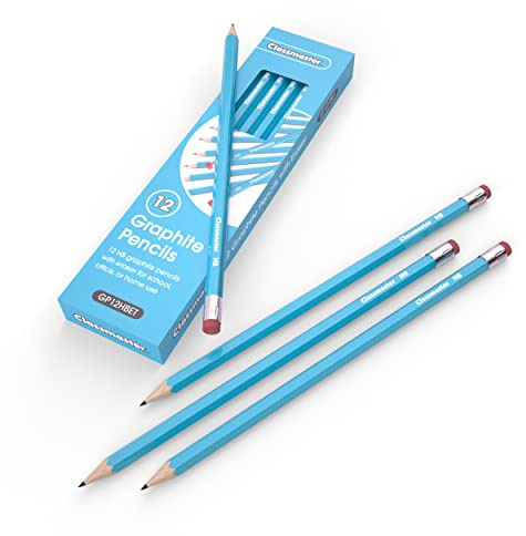 Classmaster GP12HBETHB Graphite Pencils with Erasers - Ideal for Art, Drawing, and Shading (Pack of 12)