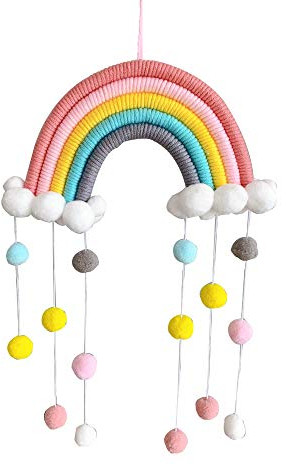 Nicole Knupfer Makramee Regenbogen Wandbehang Home Decoration Boho Room Decor Handgewebte Tapisserie Kinder Wand Dekoration (CH5A-6)