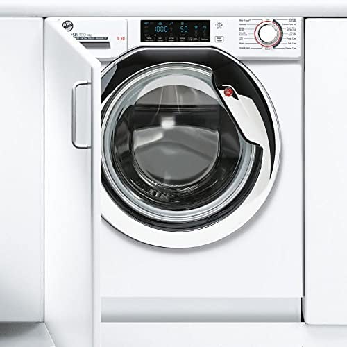 Hoover H-WASH HBWOS 69TAMCE-80 9Kg 1600 Rpm Integrated Washing Machine, Quick Washes, Anti-Allergy, Max energy efficiency, White with Chrome door