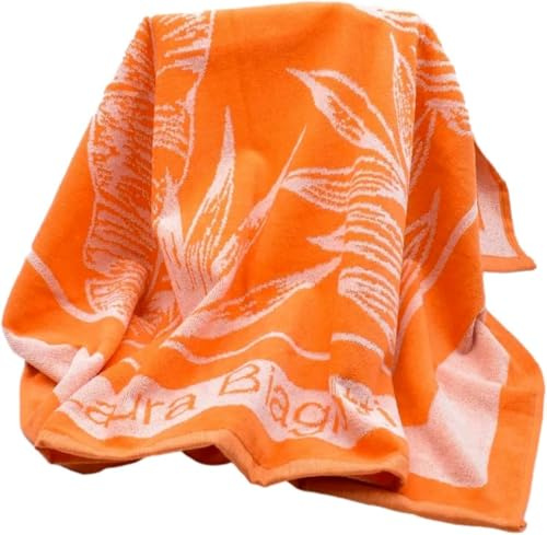 Strandtuch oder Pool Maxi Laura Biagiotti 100 % Frottee aus reiner Chenille-Baumwolle (Tropical Orange)