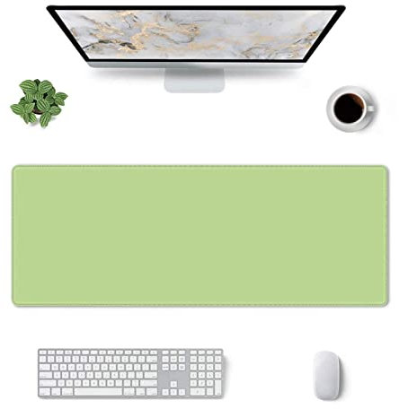 Green Mouse Pad XL Large Extended Desk Pad for Desktop Keyboard Non Slip Rubber Base Full Sage Green Desk Mat Mousepad with Stitched Edge for Office Work Gaming Accessory 31.5 x 11.8 in