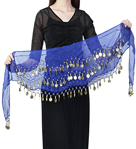 Bauchtanz-Hüftschal, Bauchtanz-Hüftschal für Frauen, Meisje buikdans Taille Ketting, für in Bühnenaufführungen, Geburtstagsaufführungen, Partyaufführungen(Juwel Blau)