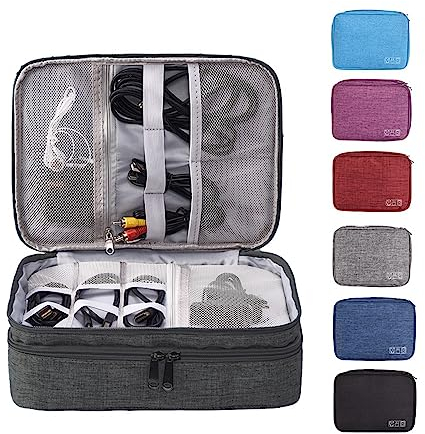 Kabel organizer tasche, kabel organizer reise, Reise elektronik tasche, Elektronik Zubehör Organizer, kabeltasche organizer, Ladekabel organizer,Travel organizer, ladekabel tasche(3 Schicht Schwarz)