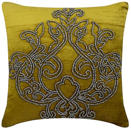 The HomeCentric Kartause kissenbezuge, 2 Stück, 45x45 cm Kissenbezug, Samt Platz Kissenbezug, Damast Sparkly Holzkohle Graue Korne Kissen, Modern Blumen deko kissenbezuge - Lord Medusa