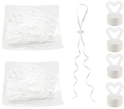 DIYCUT 100 Stück Ballonverschlüsse Helium mit Luftballon Band Weiss und 4 Ballongewicht für Heliumballons, Wiederverwendbar Luftballon Verschluss, Schnellverschluss für Partys, Geburtstage, Karneval