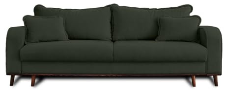 Albane - 3-Sitzer Sofa - mit Schlaffunktion und Bettkasten - aus Cord Grün