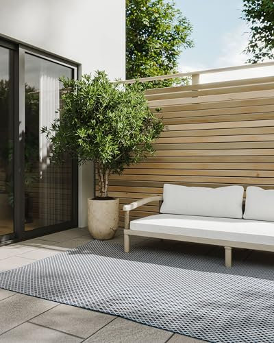 benuta Basic In- & Outdoor Teppich Lou - Blau 80x150 cm - Wetterfest & UV-beständig - Multifunktional für Balkon, Terrasse, Garten - Küchenteppich & Wohnzimmerteppich - Pflegeleicht Robust