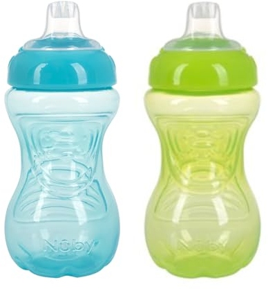 Nuby Easy Grip | 2er-Pack | Trinkbecher für Kinder | auslaufsicher | Leicht zu halten | BPA-frei | Blau und Grün
