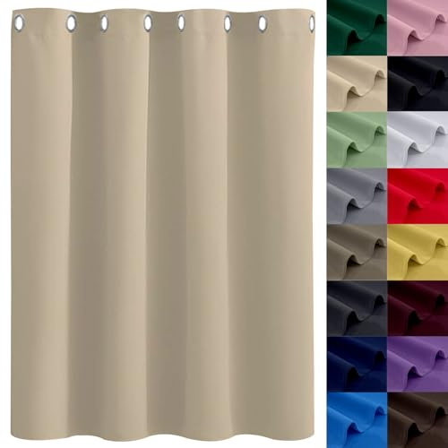 GAIFNAG Blackout Curtains, Short Curtains 200 x 240 cm Drop Eyelet, Lightweight, Thermal Insulated String Door Curtains Fly Screen Curtain for Bedroom, Kitchen, Nursery, Khaki